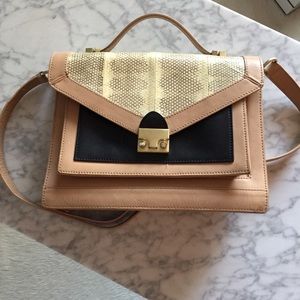 Loeffler Randal snake skin and nude handbag